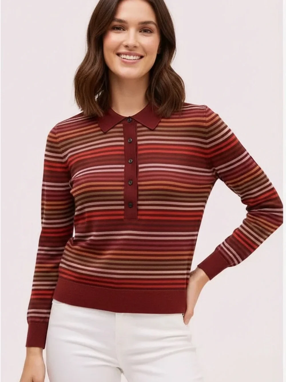 kate spade Metallic Stripe Polo Sweater